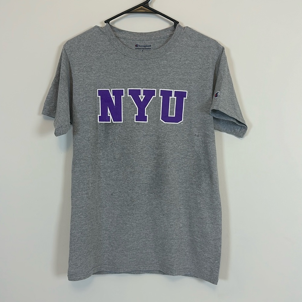 NYU Authentic Champion Grey T-Shirt